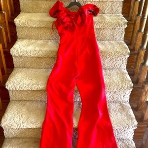 Red Ruffled Jumpsuit, never worn.